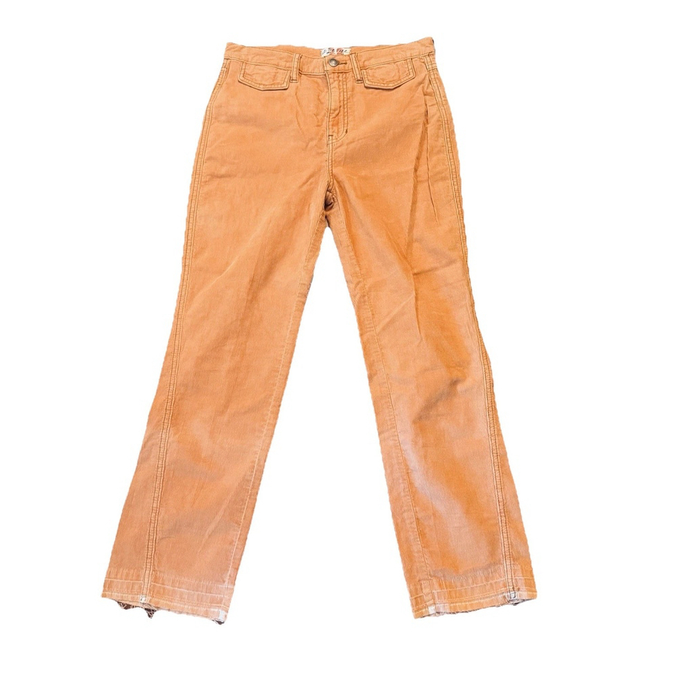 Free People We The Free Orange Corduroy Pants Size:28 Straight Leg High Rise